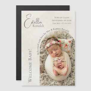 Aangepaste babyfoto geboorteaankondiging Neutraa Magnetische Uitnodiging