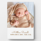 Aangepaste babyfoto met geboortegegevens fotoplaat (voorkant)