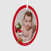 Aangepaste babyfoto met Kerstelf Ornament (voorkant)