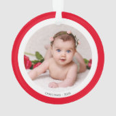 Aangepaste babyfoto met rood en wit frame ornament (achterkant)