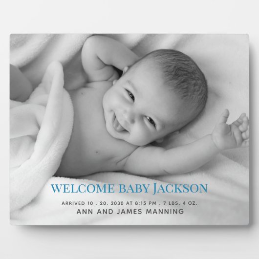 Aangepaste babyfoto-tafelplaquette met standaard fotoplaat (Voorkant)