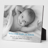 Aangepaste babyfoto-tafelplaquette met standaard fotoplaat (Zijkant)