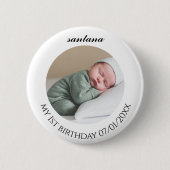 Aangepaste babyfoto verjaardagsknop ronde button 5,7 cm (Voorkant)