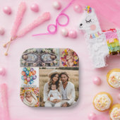 Aangepaste babyfotopapieren bord – bruine lijst (Feest)