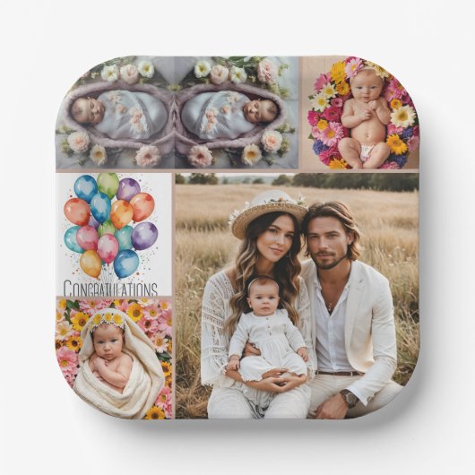 Aangepaste babyfotopapieren bord – bruine lijst (Voorkant)