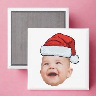 Aangepaste babygezicht foto kerstman hoed Kerstmis Magneet