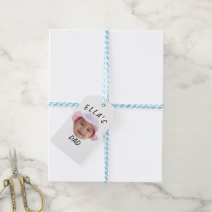 Aangepaste babygezicht foto nieuwe vader cadeaulabel