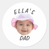 Aangepaste babygezicht foto nieuwe vader ronde sticker (Voorkant)
