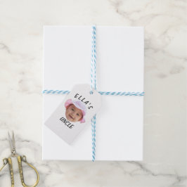 Aangepaste babygezicht foto tekst nieuwe oom cadeaulabel