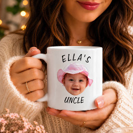 Aangepaste babygezicht foto tekst nieuwe oom koffiemok