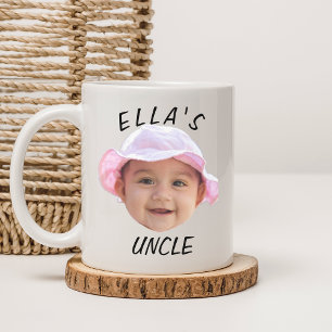 Aangepaste babygezicht foto tekst nieuwe oom koffiemok