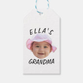 Aangepaste babygezicht foto tekst oma cadeaulabel (Voorkant)