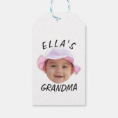 Aangepaste babygezicht foto tekst oma cadeaulabel (Achterkant)