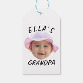 Aangepaste babygezicht foto tekst opa cadeaulabel (Achterkant)