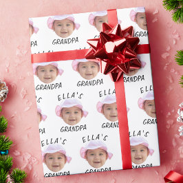 Aangepaste babygezicht foto tekst opa cadeaupapier