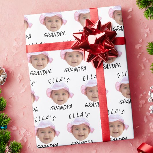 Aangepaste babygezicht foto tekst opa cadeaupapier
