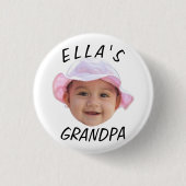 Aangepaste babygezicht foto tekst opa ronde button 3,2 cm (Voorkant)