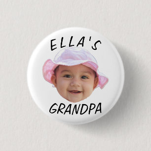 Aangepaste babygezicht foto tekst opa ronde button 3,2 cm
