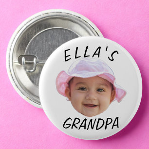 Aangepaste babygezicht foto tekst opa ronde button 3,2 cm