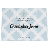 Aangepaste babyjongen baptisme Blue Gold Cross Groot Cadeauzakje (Voorkant)
