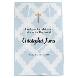 Aangepaste babyjongen baptisme Blue Gold Cross Medium Cadeauzakje