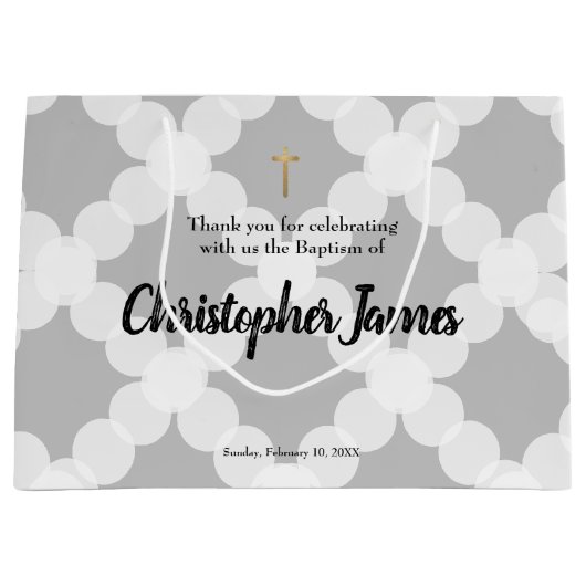 Aangepaste babyjongen baptisme Goud Kruis Groot Cadeauzakje (Voorkant)