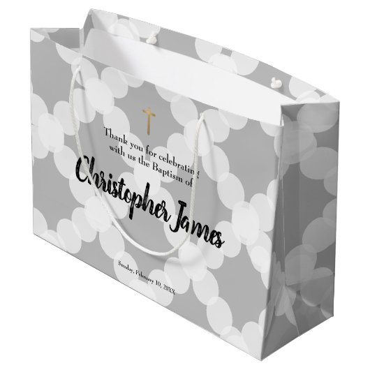 Aangepaste babyjongen baptisme Goud Kruis Groot Cadeauzakje (Achterkant Gekanteld)