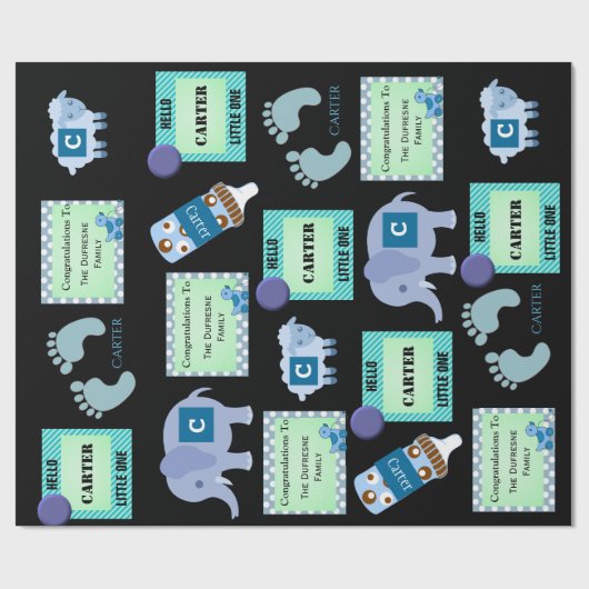 Aangepaste babyjongen cadeaupapier (Vlak)