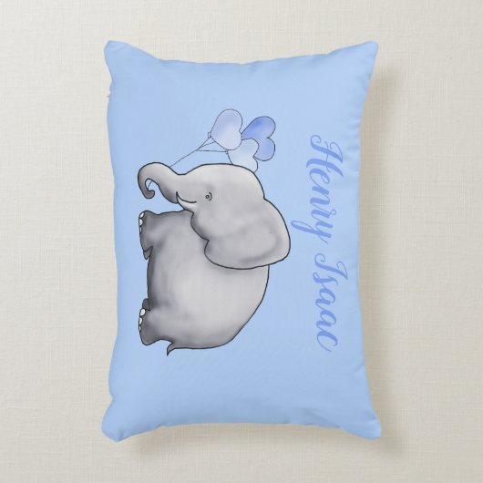 Aangepaste babyjongen Elephant Nursery Decoratief Kussen (Voorkant(Verticaal))