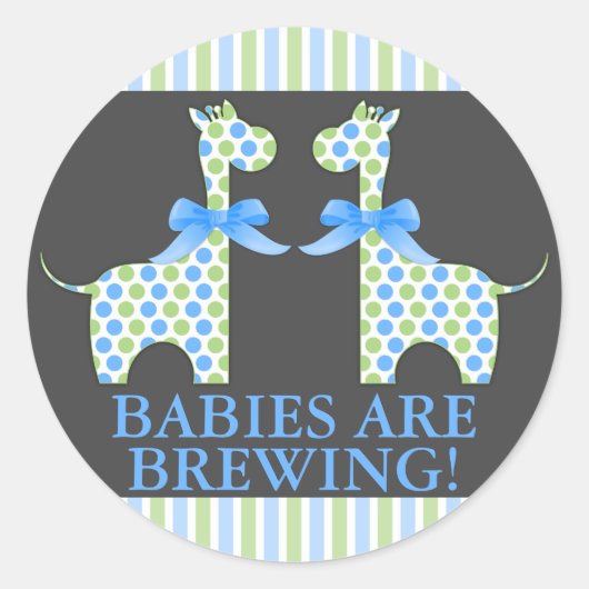 Aangepaste baby's brouwen tweekleppige Giraffe Ronde Sticker (Voorkant)