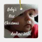 Aangepaste baby's eerste kerst foto naam keramisch ornament (Voorkant)