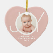 Aangepaste Baby's Eerste Kerst Foto Roze Keramisch Ornament (Voorkant)