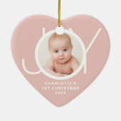 Aangepaste Baby's Eerste Kerst Foto Roze Keramisch Ornament (Achterkant)