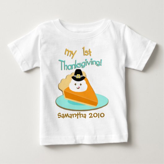 Aangepaste baby's eerste Thanksgiving T-shirt (Voorkant)