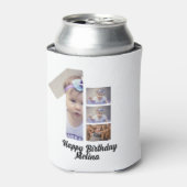 Aangepaste baby's eerste verjaardag 4 Fotocollage Blikjeskoeler (Blikje Voorkant)