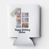 Aangepaste baby's eerste verjaardag 4 Fotocollage Blikjeskoeler (Achterkant)