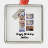 Aangepaste baby's eerste verjaardag 4 Fotocollage Metalen Ornament (Voorkant)
