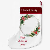 Aangepaste Baby's Foto Eerste Kerstmis - Naam Jaar Kleine Kerstsok (Achterkant)