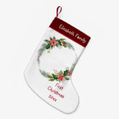 Aangepaste Baby's Foto Eerste Kerstmis - Naam Jaar Kleine Kerstsok (Voorkant (Hangend))