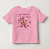 Aangepaste baby's Valentijnsdag aap T-shirt (Voorkant)