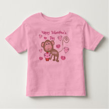 Aangepaste baby's Valentijnsdag aap T-shirt