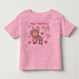 Aangepaste baby's Valentijnsdag aap T-shirt