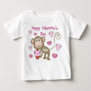 Aangepaste baby's Valentijnsdag aap T-shirt