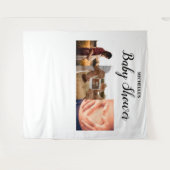 Aangepaste babyshower naam meerdere foto's aanstaa wandkleed (Voorkant (horizontaal))