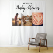 Aangepaste babyshower naam meerdere foto's aanstaa wandkleed (In situ)