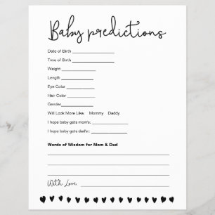 Aangepaste babyvoorspellingen baby shower spel neu flyer