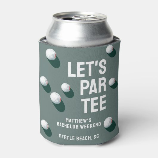 Aangepaste Bachelor Party Golfreis Let's Par T-shi Blikjeskoeler (Blikje Voorkant)