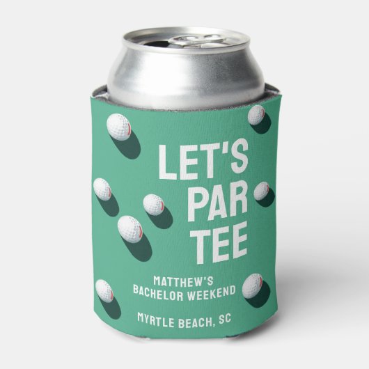 Aangepaste Bachelor Party Golfreis Let's Par T-shi Blikjeskoeler (Blikje Voorkant)