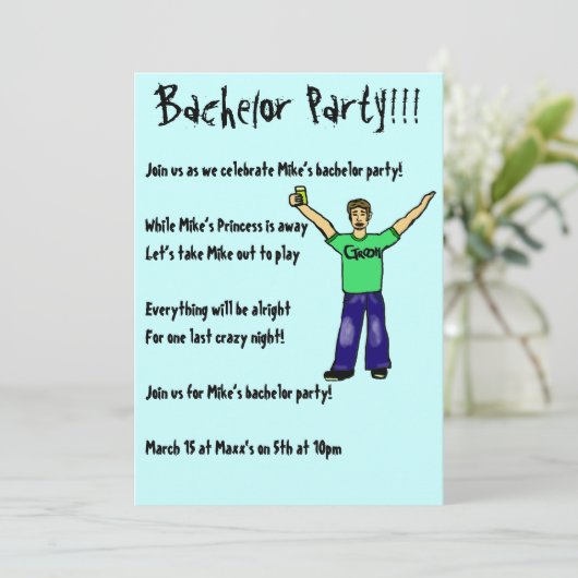 Aangepaste Bachelor Party!!! Uitnodigingen (Staand voorkant)