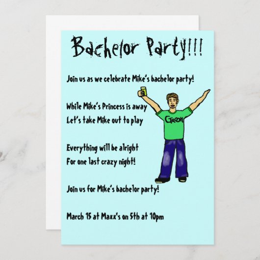 Aangepaste Bachelor Party!!! Uitnodigingen (Voorkant / Achterkant)